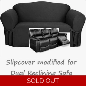 Dual Reclining SOFA Slipcover Black Cotton Sure Fit Recliner Couch